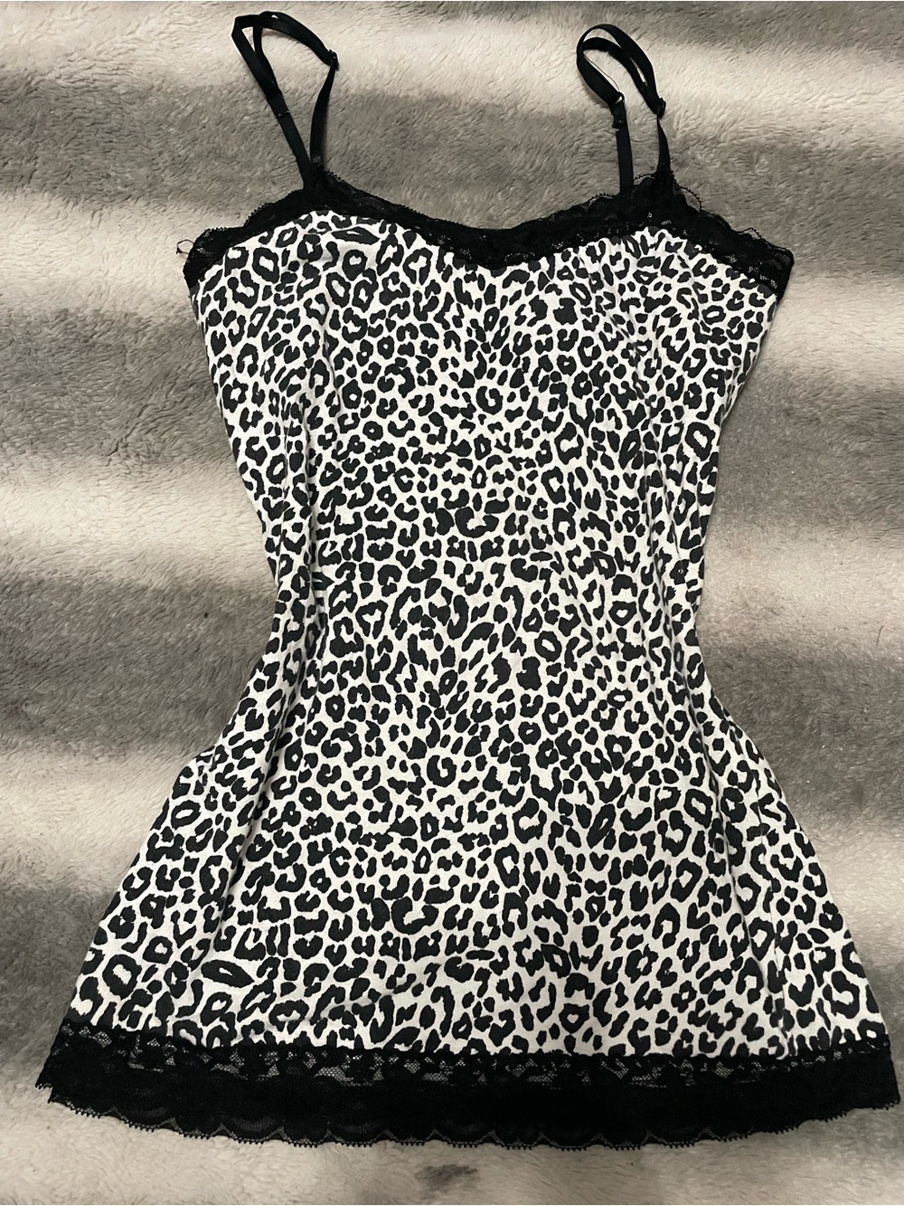 Black & White Leopard Print Lace Trim Cami *RARE AND DISCONTINUED*